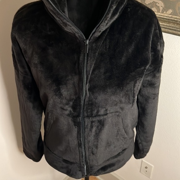 Champion black soft fleece zip up high neck jacket Sz S - Picture 2 of 6